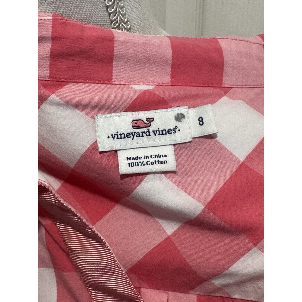 Vineyard Vines Size 8 Pink White Gingham Buffalo Check Shirt Dress Belted - Picture 10 of 10